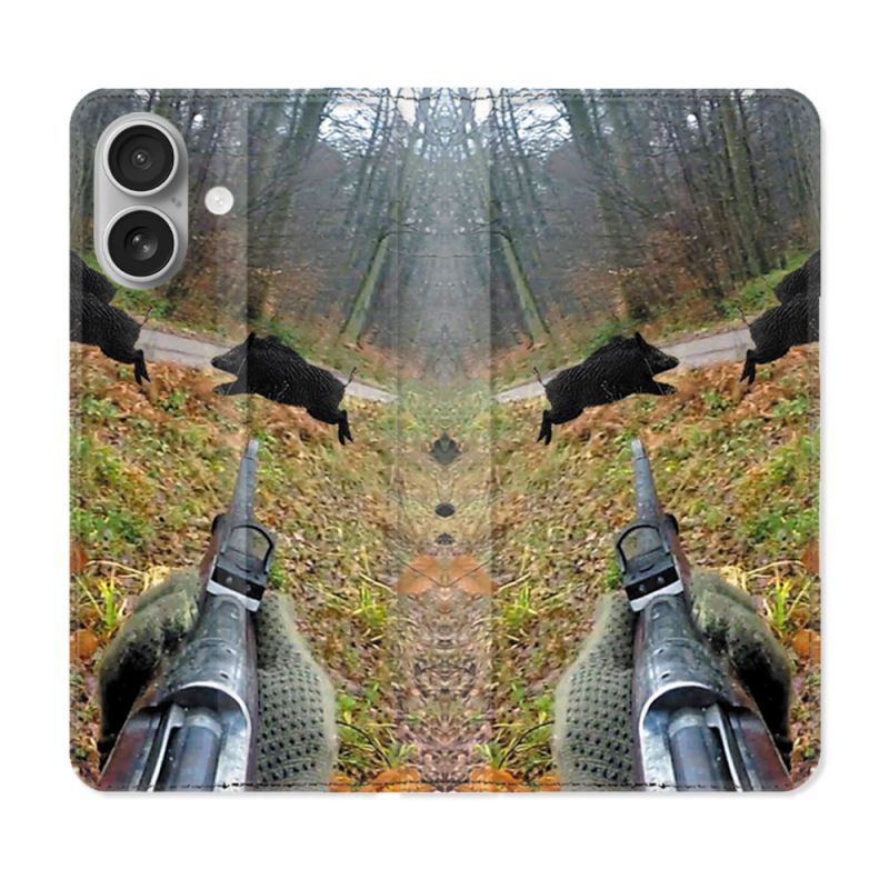 Housse Cuir Portefeuille Pour Iphone 16 Chasse Vision Tir
