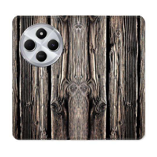 Housse Cuir Portefeuille Pour Xiaomi Redmi 14C 4G Texture Bois