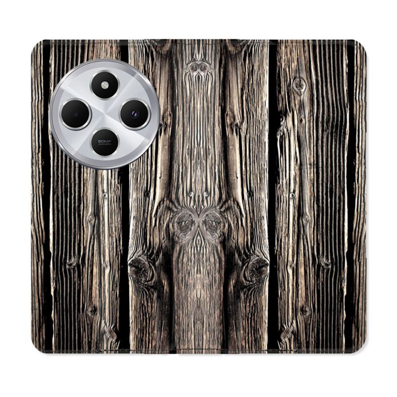 Housse Cuir Portefeuille Pour Xiaomi Redmi 14C 4G Texture Bois