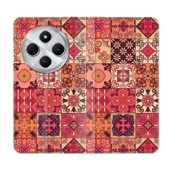 Housse Cuir Portefeuille Pour Xiaomi Redmi 14C 4G Texture Carreau Ciment Rouge