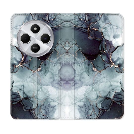 Housse Cuir Portefeuille Pour Xiaomi Redmi 14C 4G Texture Marbre Gris