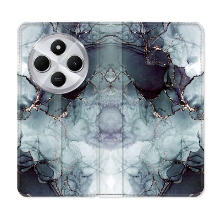 Housse Cuir Portefeuille Pour Xiaomi Redmi 14C 4G Texture Marbre Gris