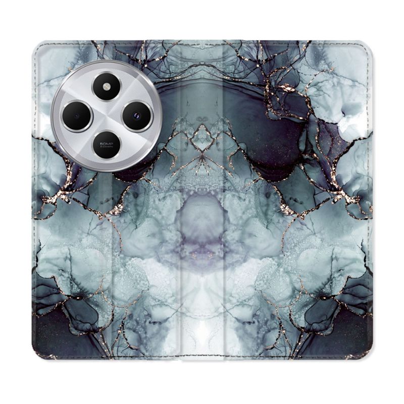 Housse Cuir Portefeuille Pour Xiaomi Redmi 14C 4G Texture Marbre Gris