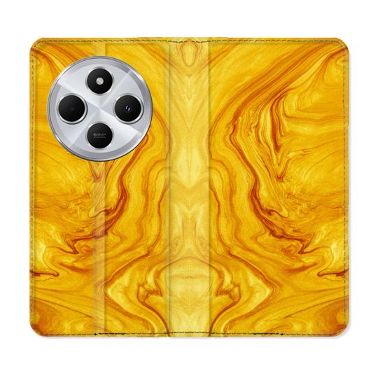 Housse Cuir Portefeuille Pour Xiaomi Redmi 14C 4G Texture Marbre Jaune