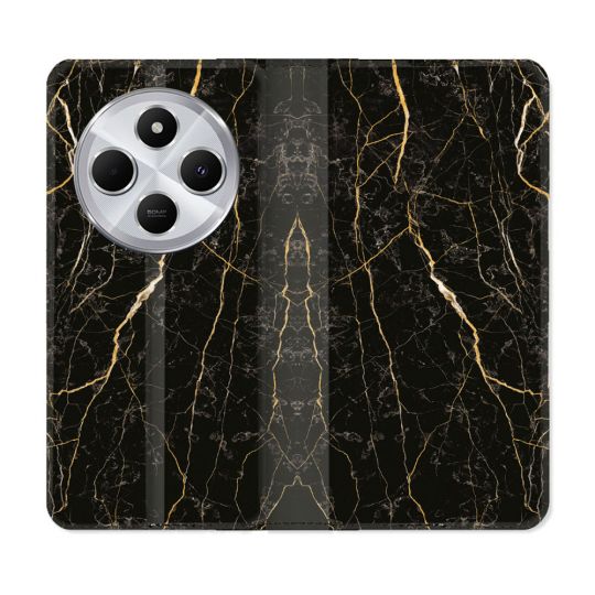 Housse Cuir Portefeuille Pour Xiaomi Redmi 14C 4G Texture Marbre Noir