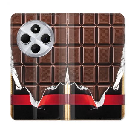 Housse Cuir Portefeuille Pour Xiaomi Redmi 14C 4G Texture Trompe Oeil Chocolat