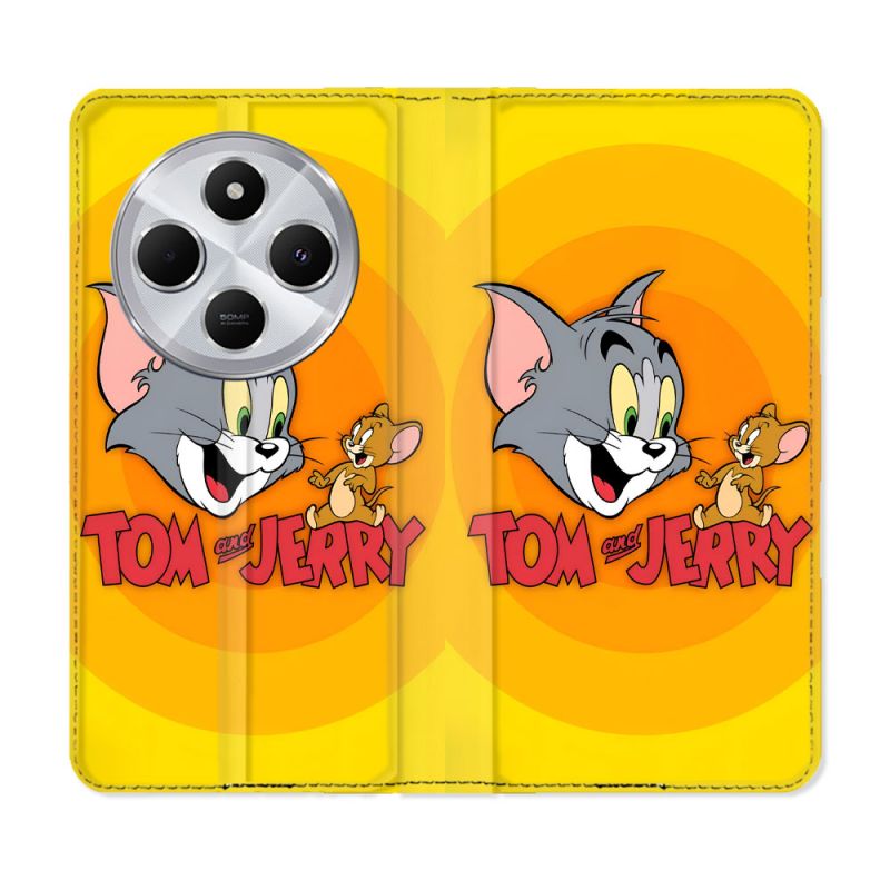 Housse Cuir Portefeuille Pour Xiaomi Redmi 14C 4G Tom Jerry