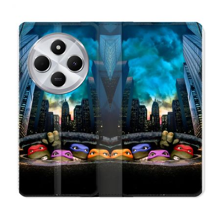 Housse Cuir Portefeuille Pour Xiaomi Redmi 14C 4G Tortue Ninja Ville