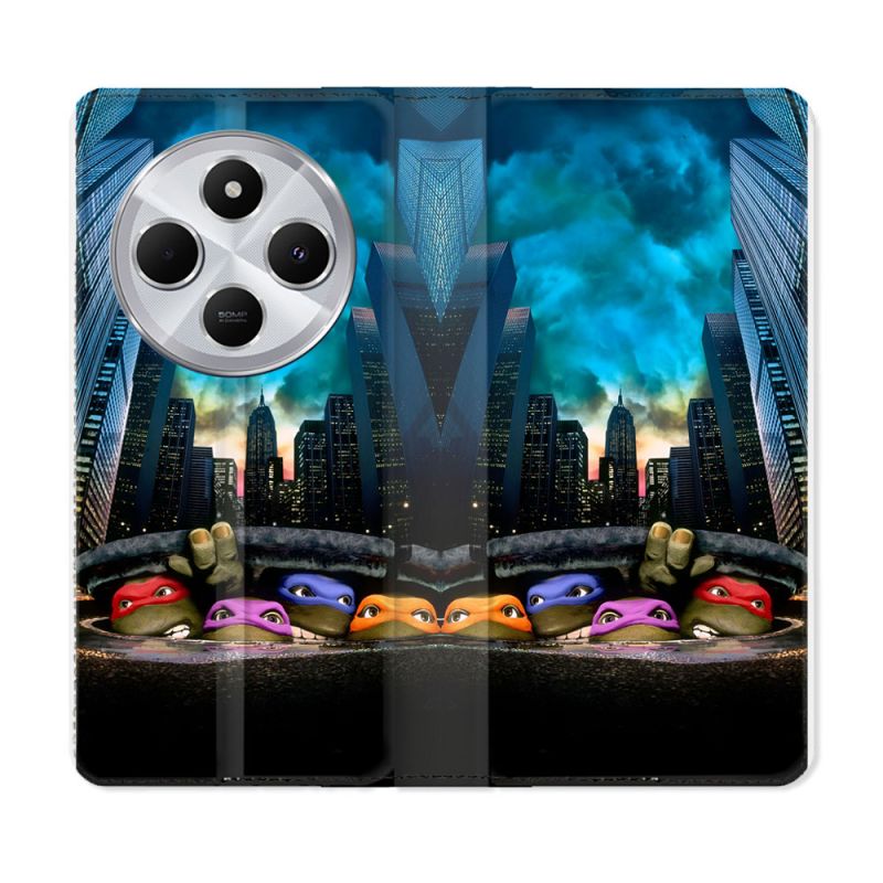 Housse Cuir Portefeuille Pour Xiaomi Redmi 14C 4G Tortue Ninja Ville