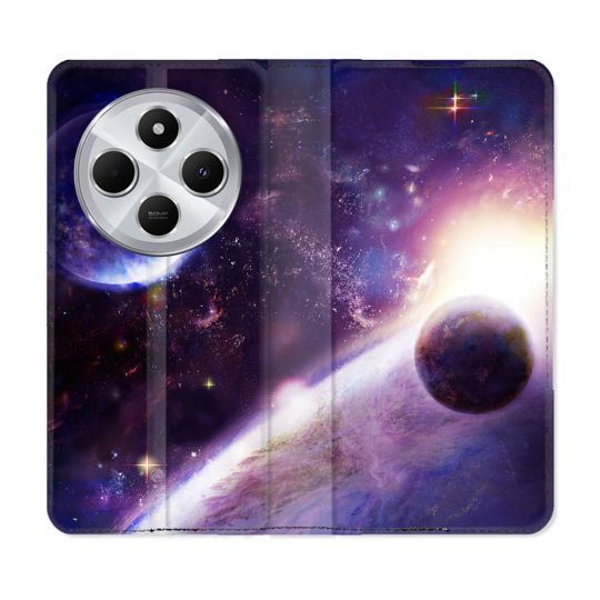 Housse Cuir Portefeuille Pour Xiaomi Redmi 14C 4G Univers Planete Stellaire