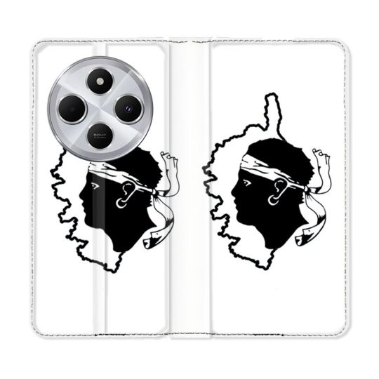 Housse Cuir Portefeuille Pour Xiaomi Redmi 14C 4G Voyage Corse Blanc