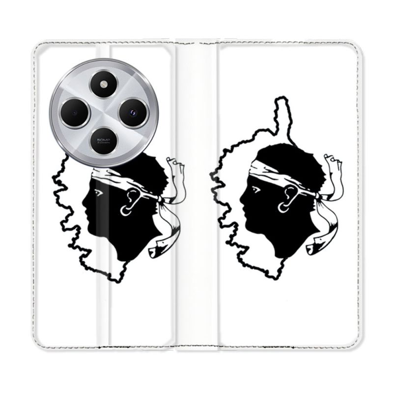 Housse Cuir Portefeuille Pour Xiaomi Redmi 14C 4G Voyage Corse Blanc