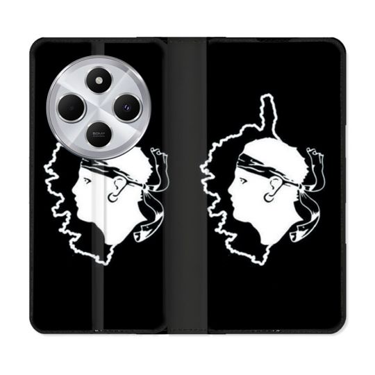 Housse Cuir Portefeuille Pour Xiaomi Redmi 14C 4G Voyage Corse Noir