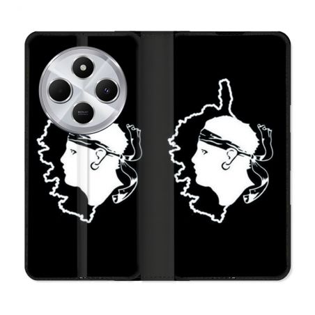 Housse Cuir Portefeuille Pour Xiaomi Redmi 14C 4G Voyage Corse Noir