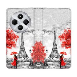 Housse Cuir Portefeuille Pour Xiaomi Redmi 14C 4G Voyage France Paris Rouge