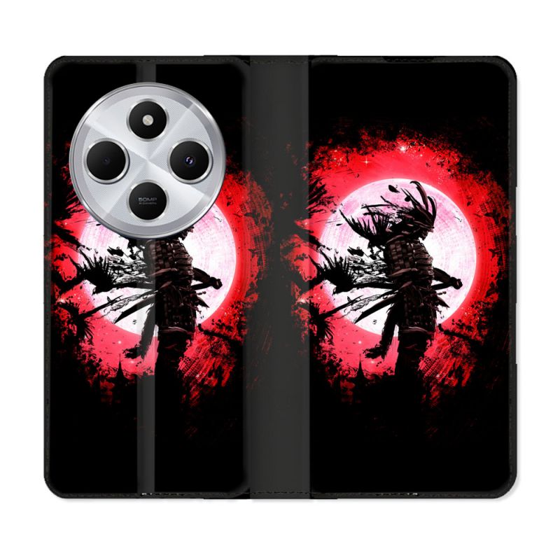 Housse Cuir Portefeuille Pour Xiaomi Redmi 14C 4G Voyage Japon Samourai