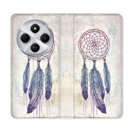 Housse Cuir Portefeuille Pour Xiaomi Redmi 14C 4G Zen Attrape Reve Blanc