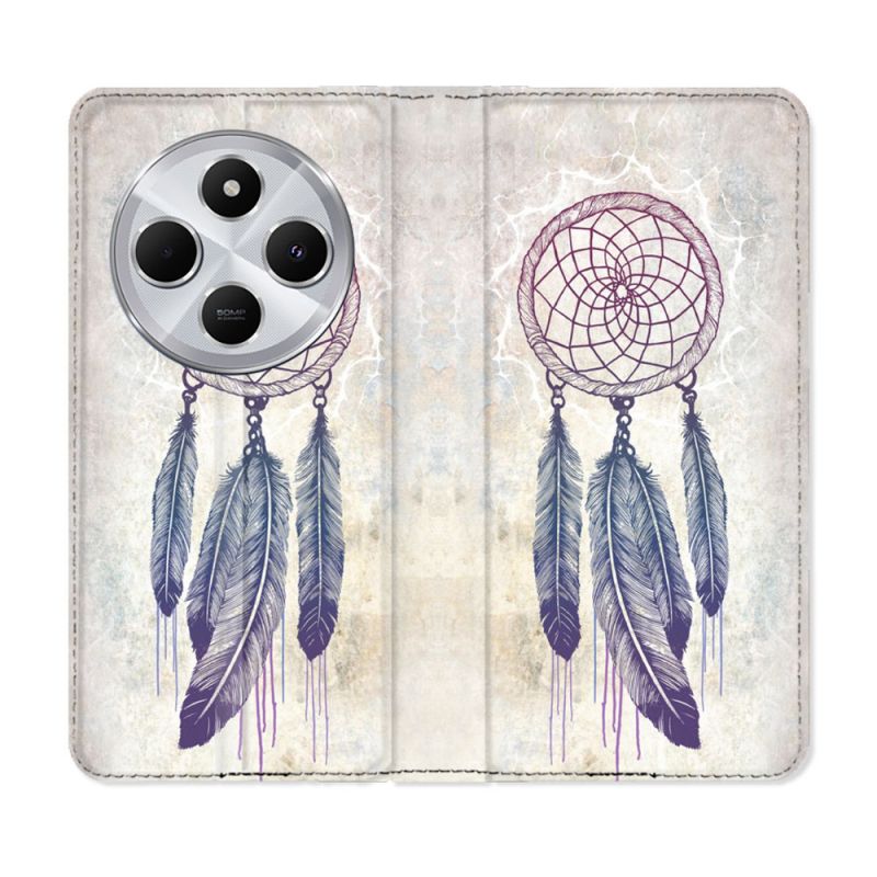 Housse Cuir Portefeuille Pour Xiaomi Redmi 14C 4G Zen Attrape Reve Blanc