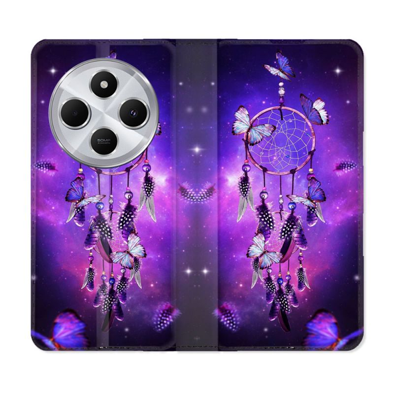 Housse Cuir Portefeuille Pour Xiaomi Redmi 14C 4G Zen Attrape Reve Papillon