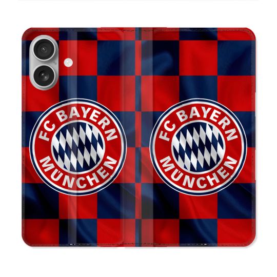 Housse Cuir Portefeuille Pour Iphone 16 Foot Bayern Munich Carreaux