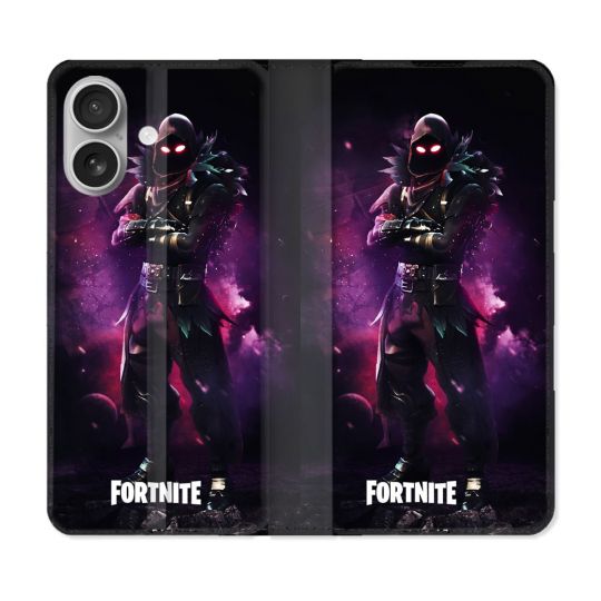 Housse Cuir Portefeuille Pour Iphone 16 Fortnite Raven