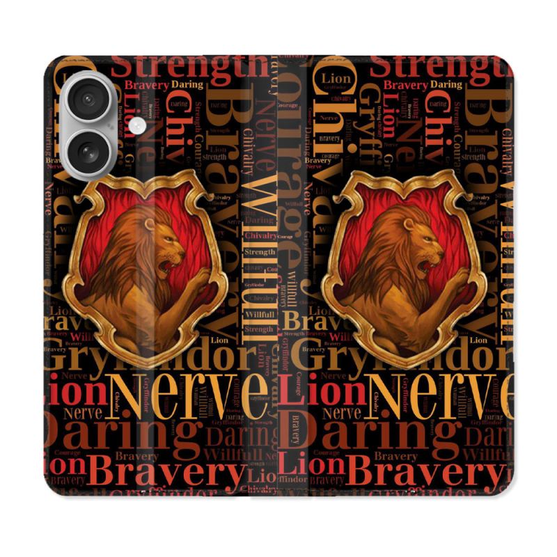 Housse Cuir Portefeuille Pour Iphone 16 Harry Potter Griffondor