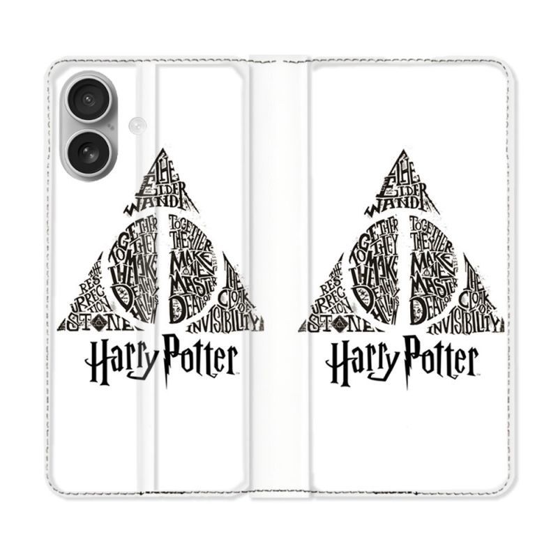 Housse Cuir Portefeuille Pour Iphone 16 Harry Potter Hollows triangle Blanc