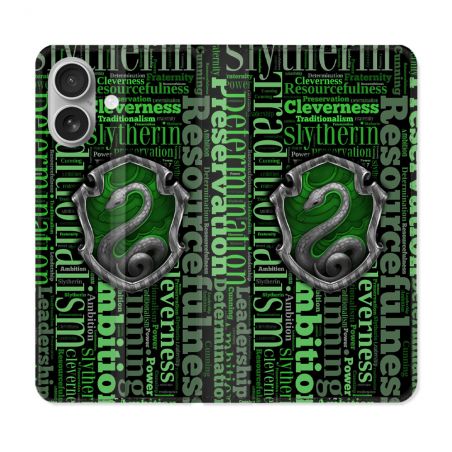 Housse Cuir Portefeuille Pour Iphone 16 Harry Potter Serpentar