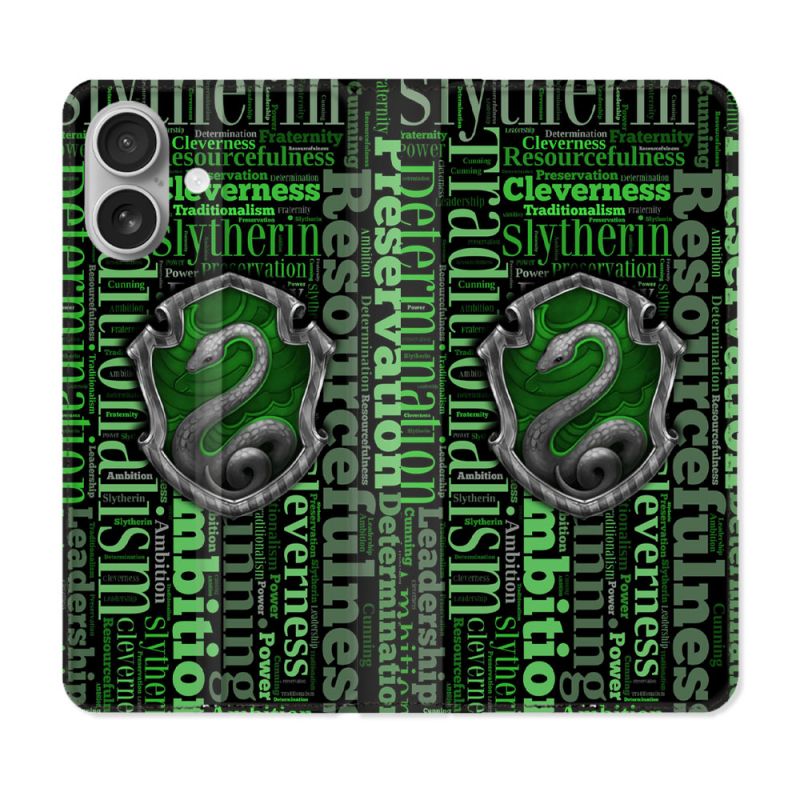 Housse Cuir Portefeuille Pour Iphone 16 Harry Potter Serpentar