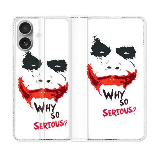 Housse Cuir Portefeuille Pour Iphone 16 Joker Blanc