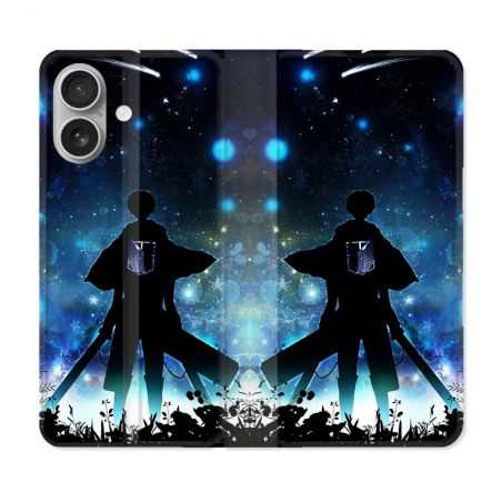 Housse Cuir Portefeuille Pour Iphone 16 Manga Attaque Titans Levi
