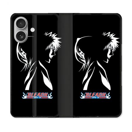 Housse Cuir Portefeuille Pour Iphone 16 Manga Bleach Duo