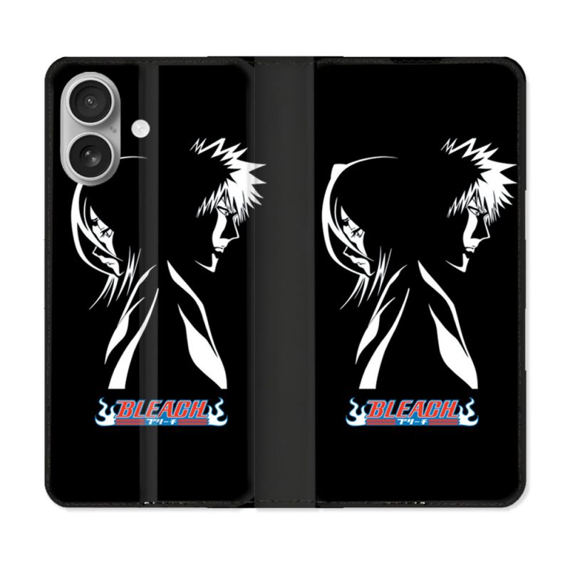 Housse Cuir Portefeuille Pour Iphone 16 Manga Bleach Duo