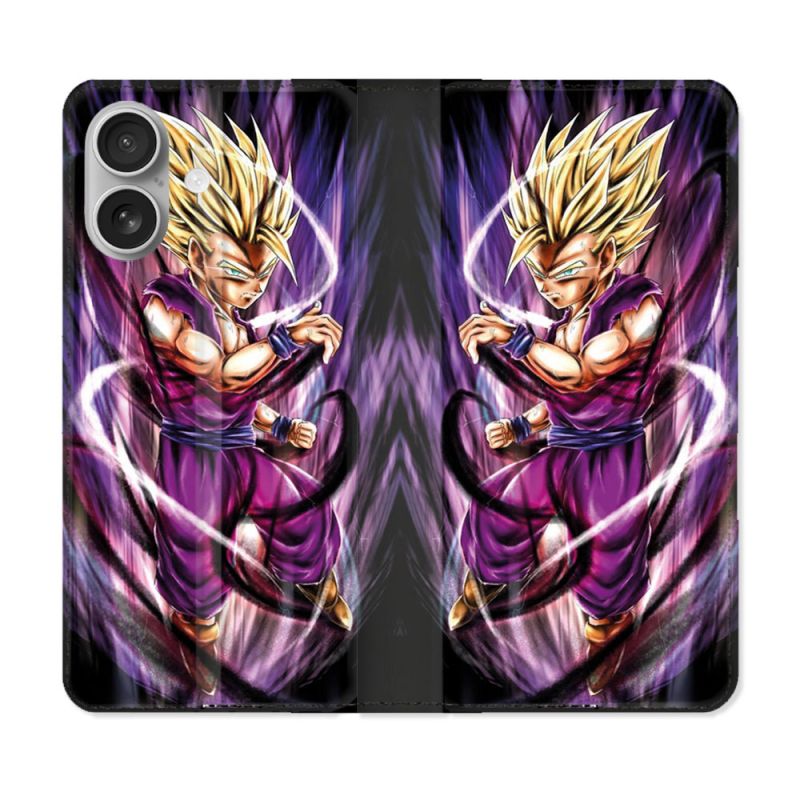 Housse Cuir Portefeuille Pour Iphone 16 Manga Dragon Ball Sangohan Violet
