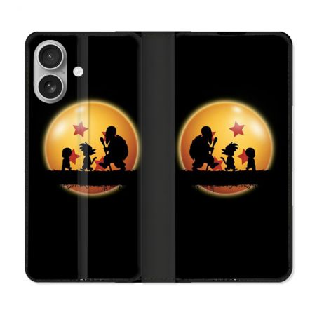 Housse Cuir Portefeuille Pour Iphone 16 Manga Dragon Ball Vintage