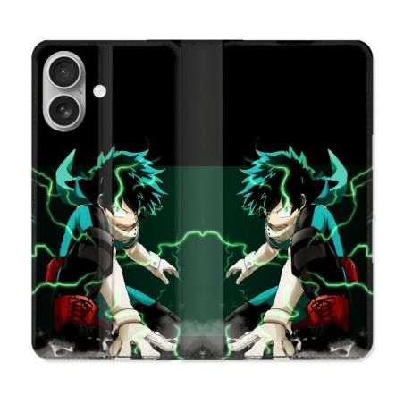 Housse Cuir Portefeuille Pour Iphone 16 Manga My Hero Academia Deku