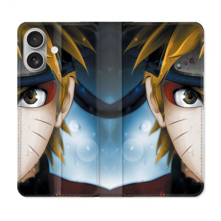 Housse Cuir Portefeuille Pour Iphone 16 Manga Naruto Blanc