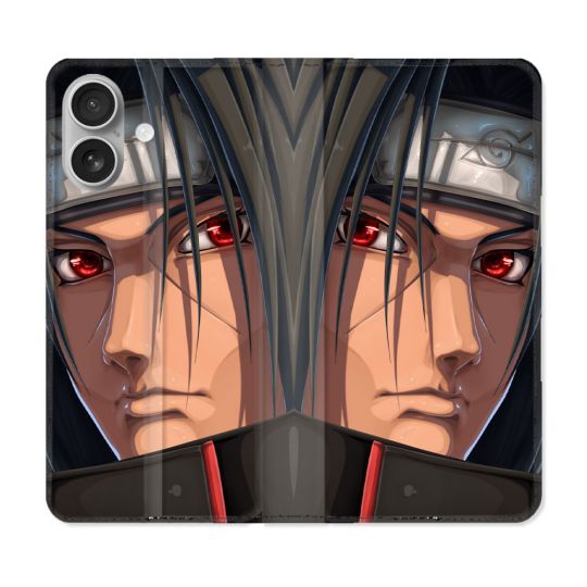 Housse Cuir Portefeuille Pour Iphone 16 Manga Naruto Itachi Visage