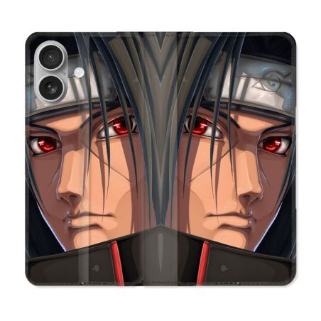 Housse Cuir Portefeuille Pour Iphone 16 Manga Naruto Itachi Visage