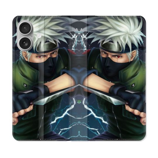 Housse Cuir Portefeuille Pour Iphone 16 Manga Naruto Kakashi