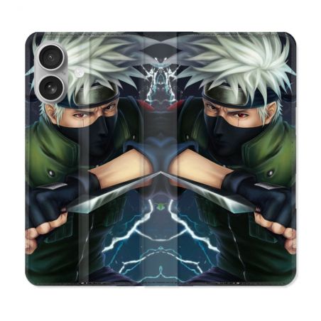 Housse Cuir Portefeuille Pour Iphone 16 Manga Naruto Kakashi