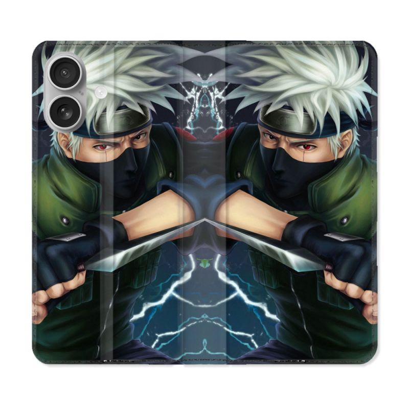 Housse Cuir Portefeuille Pour Iphone 16 Manga Naruto Kakashi
