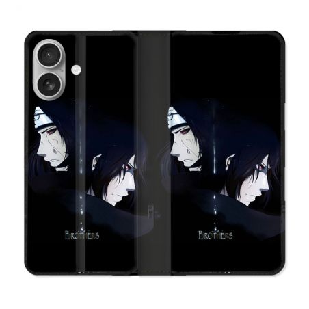 Housse Cuir Portefeuille Pour Iphone 16 Manga Naruto Sasuke Itachi