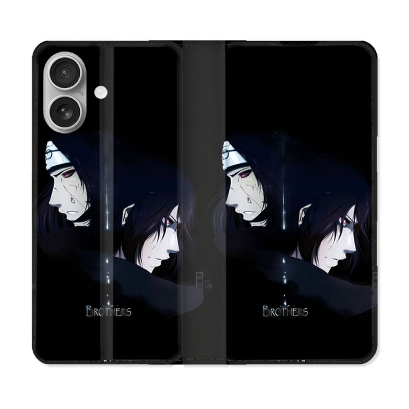 Housse Cuir Portefeuille Pour Iphone 16 Manga Naruto Sasuke Itachi