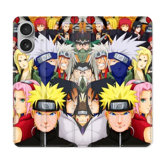 Housse Cuir Portefeuille Pour Iphone 16 Manga Naruto Team