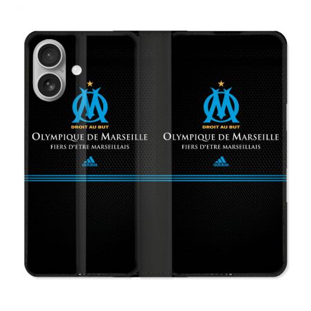Housse Cuir Portefeuille Pour Iphone 16 Olympique Marseille OM Fier etre Marseillais