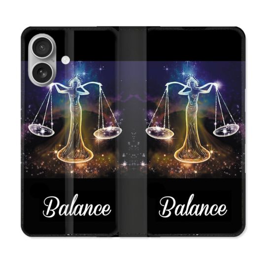 Housse Cuir Portefeuille Pour Iphone 16 Signe Zodiaque 2 Balance