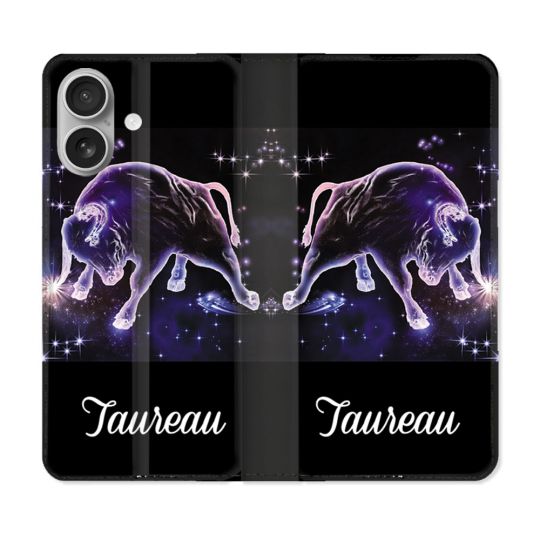 Housse Cuir Portefeuille Pour Iphone 16 Signe Zodiaque 2 Taureau