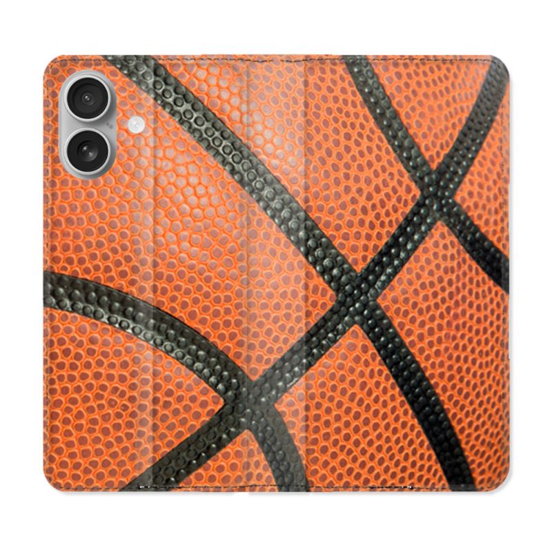 Housse Cuir Portefeuille Pour Iphone 16 Sport Ballon Basket
