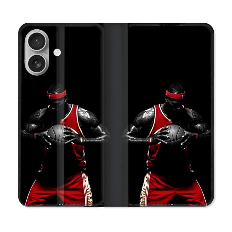 Housse Cuir Portefeuille Pour Iphone 16 Sport Boxe Gant Rouge